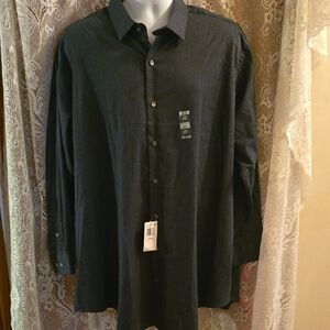 New Van Heusen Men's Neck 18 1/2 32/33 Dark Gray Big Fit Stretch Dress Shirt